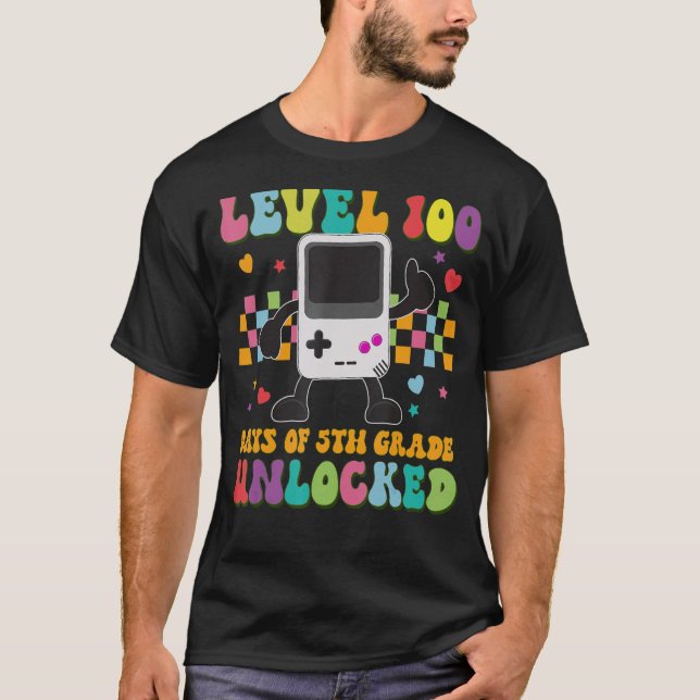 Retro Video Games Level 100 dagar av 5:e Klass UNl T Shirt (Framsida)