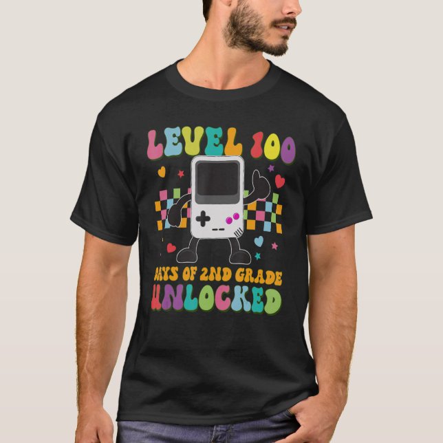 Retro Video Games Level 100 dagar av UNLOO 2:a Kla T Shirt (Framsida)