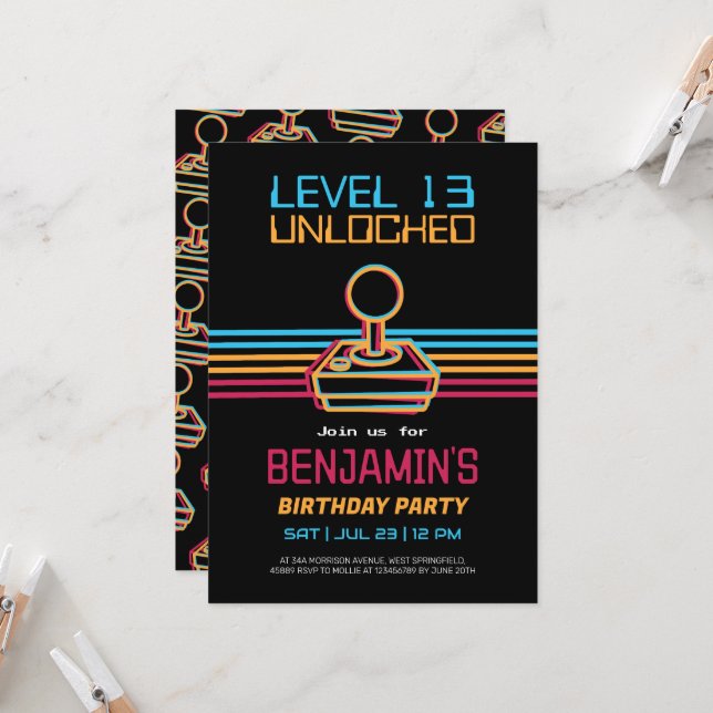 Retro Video Gaming Game Boy Inbjudningar (Fram/Back In Situ)