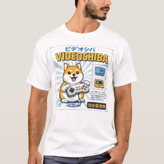 Retro VideoShiba Spelardhund Japansk Poster T Shirt