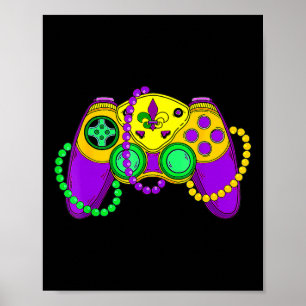 Retro-videospelsstyrenhet med Mardi Gras-spel Poster
