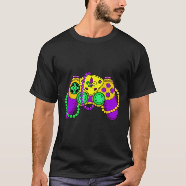 Retro-videospelsstyrenhet med Mardi Gras-spel T Shirt (Framsida)