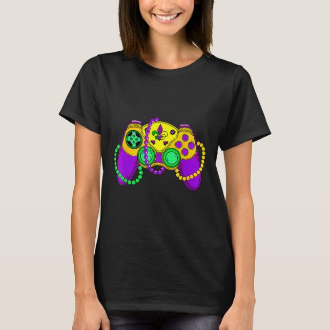 Retro-videospelsstyrenhet med Mardi Gras-spel T Shirt (Framsida)