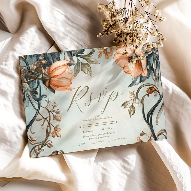 Retro Viktoriansk Royal Blommig Bröllop  OSA Kort (Skapare uppladdad)