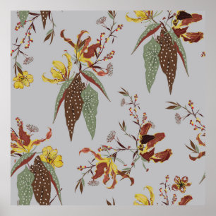Retro-vild-blommans vintage, botaniska växter poster