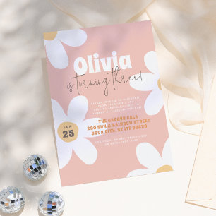 Retro Vild Daisy Boho Groovy Girl Födelsedagsfest Inbjudningar