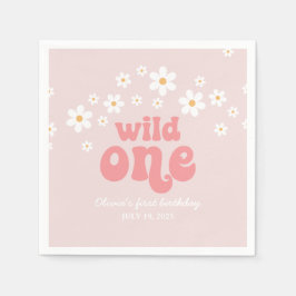 Retro vild en daisy boho blommigt första födelseda pappersservett