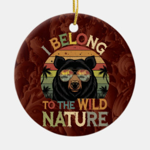 Retro Vild Natur med solglasögon Julgransprydnad Keramik