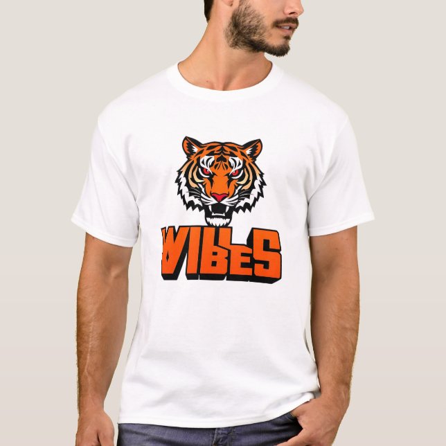 Retro Vild Vibes Tiger Ansikte T Shirt (Framsida)