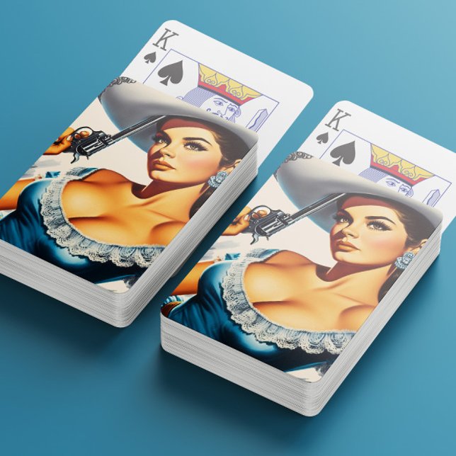 Retro Vilda Västern Pinup Casinokort (Skapare uppladdad)