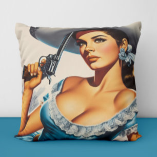 Retro Vilda Västern Pinup Kudde
