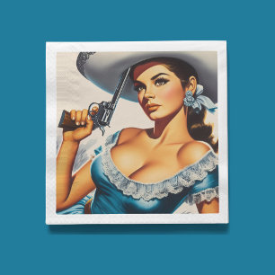 Retro Vilda Västern Pinup Pappersservett