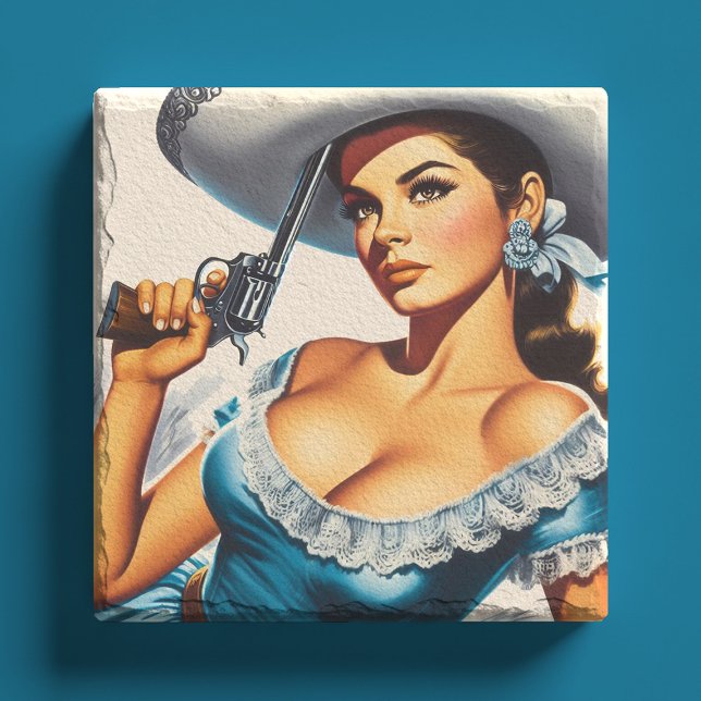 Retro Vilda Västern Pinup Stenunderlägg (Skapare uppladdad)