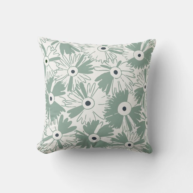 Retro vildblomma & diamantgaller reversible salvia kudde (Framsida)