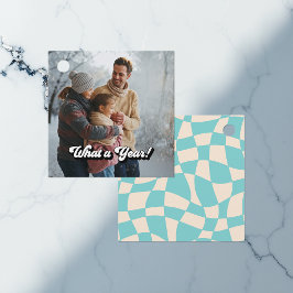 Retro "Vilket år!" Helgdag Photo Gåvor Etiketter