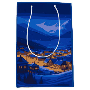 Retro Village Mountain Blue Guld Ligcape