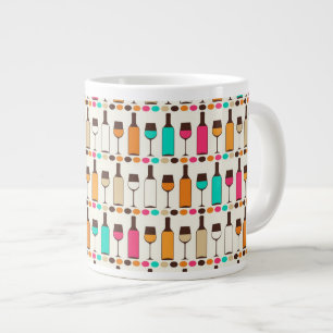 Retro vin flaskor och glasögon jumbo mugg
