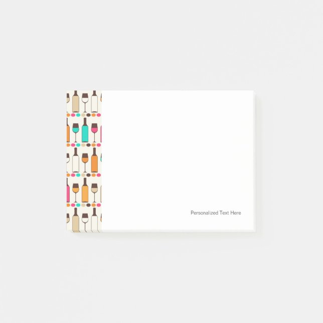 Retro vin flaskor och glasögon post-it block (Framsida)