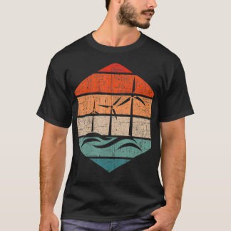 Retro Vind Turbine Torn Teknician Renewable Ener T Shirt