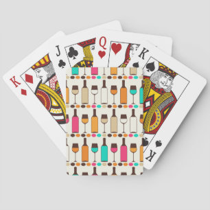 Retro vinflaskor och exponeringsglas casinokort