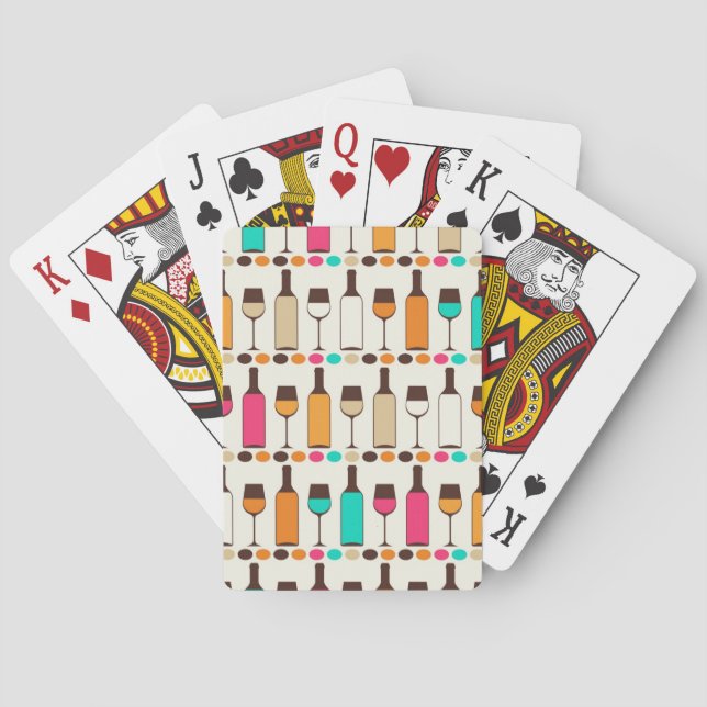 Retro vinflaskor och exponeringsglas casinokort (Baksidan)
