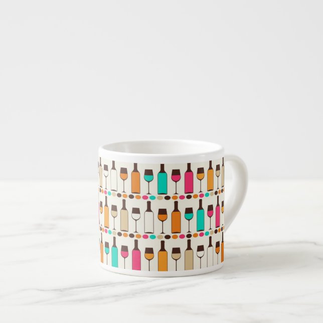 Retro vinflaskor och exponeringsglas espressomugg (Framsida höger)