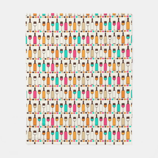 Retro vinflaskor och exponeringsglas fleecefilt (Framsidan)