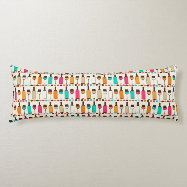 Retro vinflaskor och exponeringsglas kroppskudde (Framsidan)