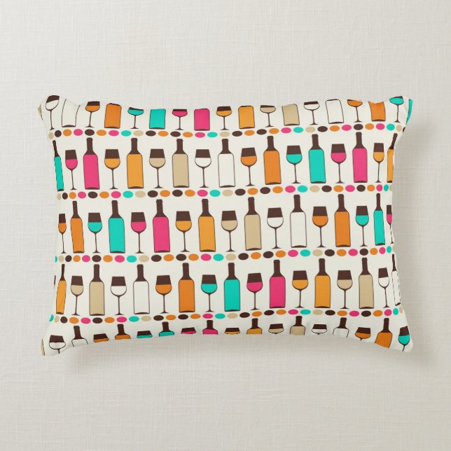 Retro vinflaskor och exponeringsglas prydnadskudde (Framsidan)