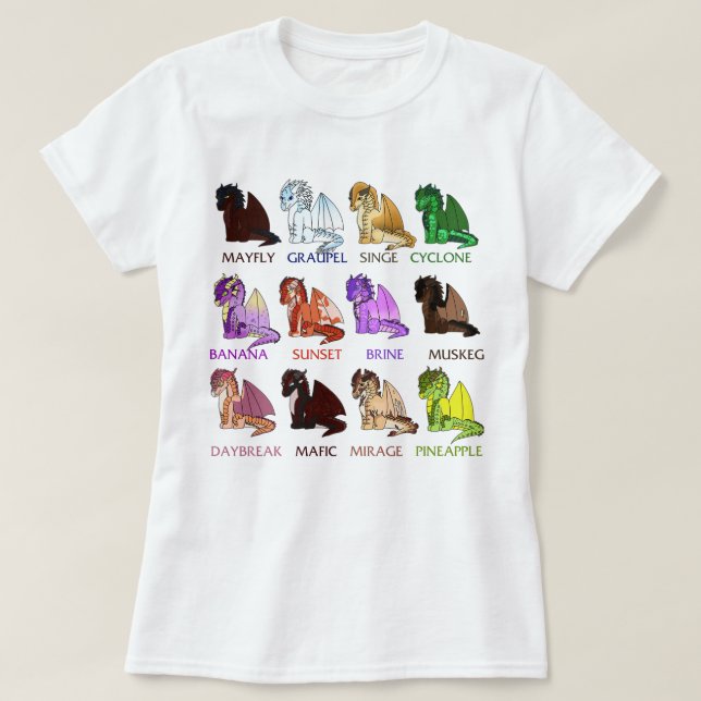 Retro Vingar of Fire Characters Dragon Älskare Gif T Shirt (Design framsida)