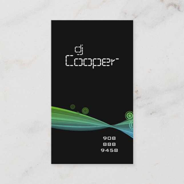 Retro vinka svarten för visitkortblåttgrönt visitkort (Framsida)