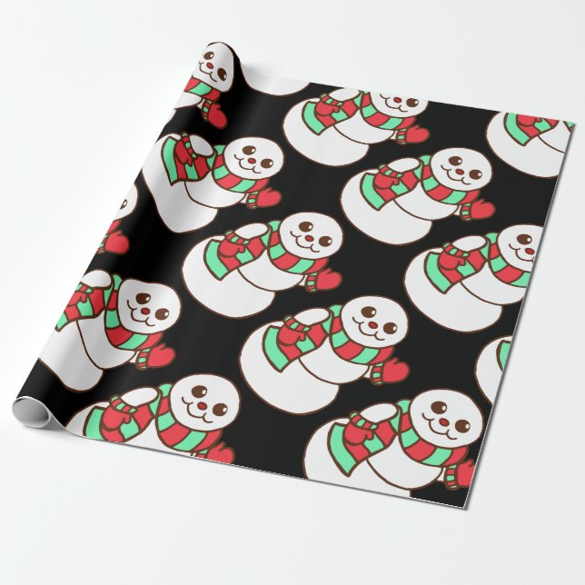 Retro Vinkande Snöman Inpackningspapper Presentpapper (Utrullad)