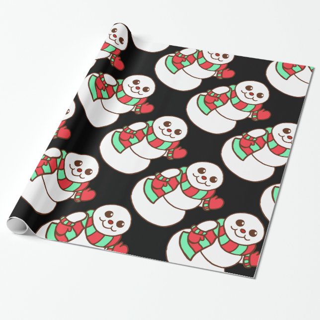Retro Vinkande Snöman Inpackningspapper Presentpapper (Utrullad)