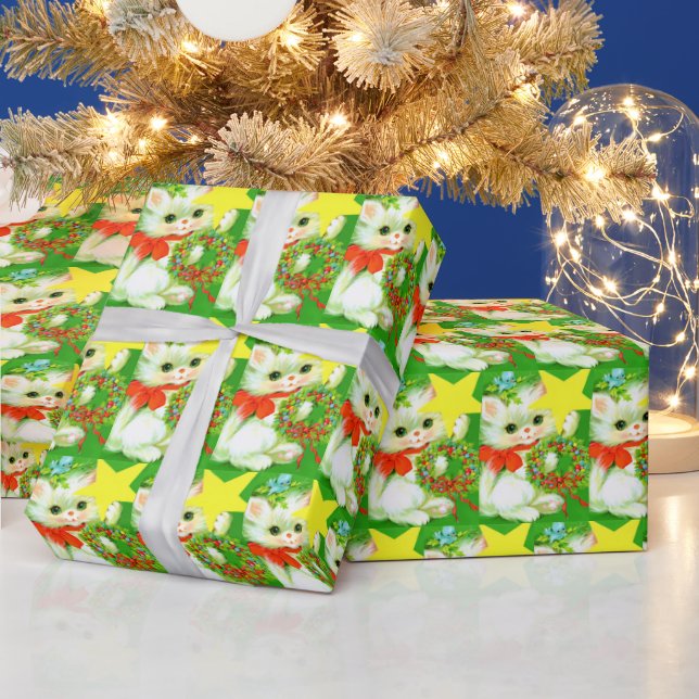 Retro vintae-julkatt i party presentpapper (Helgdagar)