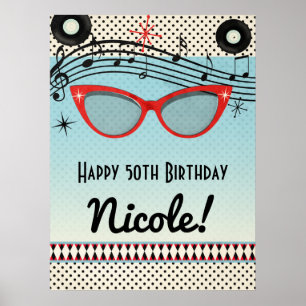 Retro Vintage 1950:s 50 Party-banderoll Poster