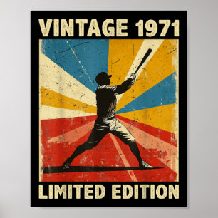 Retro Vintage 1971 Begränsad utgåva av Baseball Äl Poster