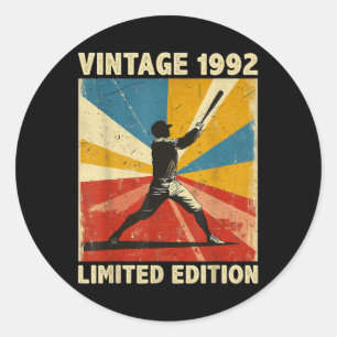Retro Vintage 1992 Begränsad utgåva av Baseball Äl Runt Klistermärke