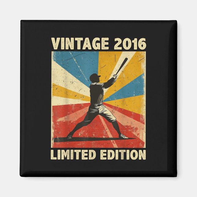 Retro Vintage 2016 Baseball Älskare Begränsad Edit Magnet (Framsidan)