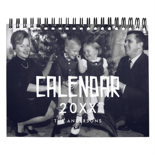Retro vintage 50s-typografifamiljefoto 2026 kalender (Omslag)