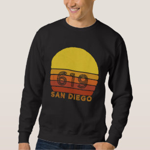 Retro Vintage 619 områdeskod San Diego CA souvenir Lång Ärmad Tröja