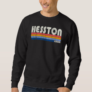Retro Vintage 70 s, 80:e Stil Hesston Kansas Lång Ärmad Tröja