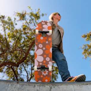 Retro Vintage 70-tal Daisy Orange Personlig Mini Skateboard Bräda 18,5 Cm