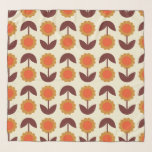 Retro Vintage 70s Blommönster Orange och Brown Sjal<br><div class="desc">Retro Vintage 70s Blommönster Orange och Brown</div>