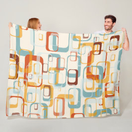 Retro Vintage 70s Mönster i skuggor av Orange Blue Fleecefilt