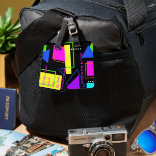 RETRO VINTAGE 80-talets COOLA NEON GEOMETRIC 1980- Bagagebricka