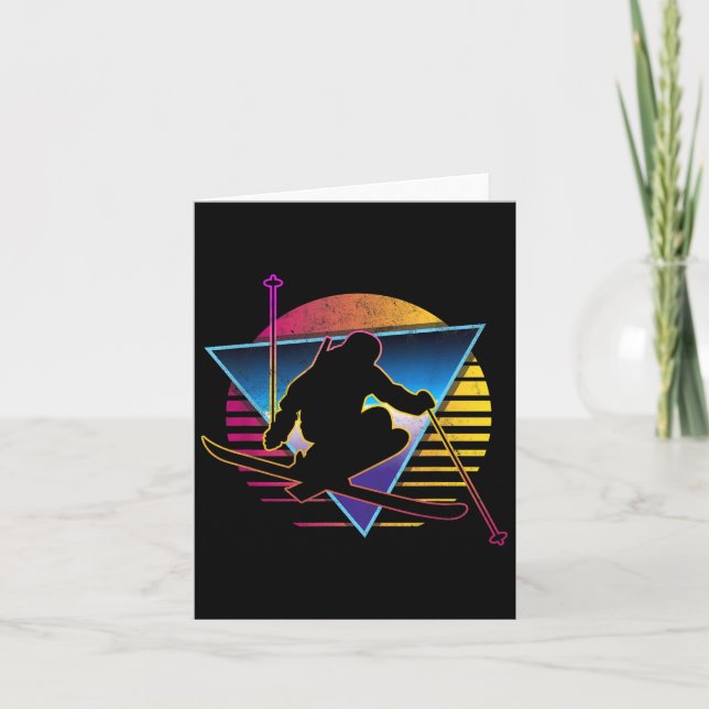 Retro Vintage 80-tals Skidor  Kort (Framsida)