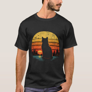 Retro Vintage 80s Cats Sunset T Shirt