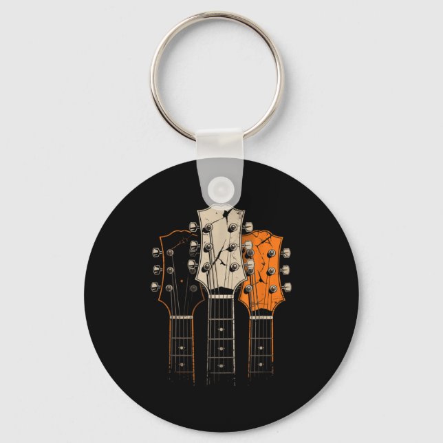 Retro Vintage 80s Siluett Rockmusik Gitarr Pla Nyckelring (Framsida)