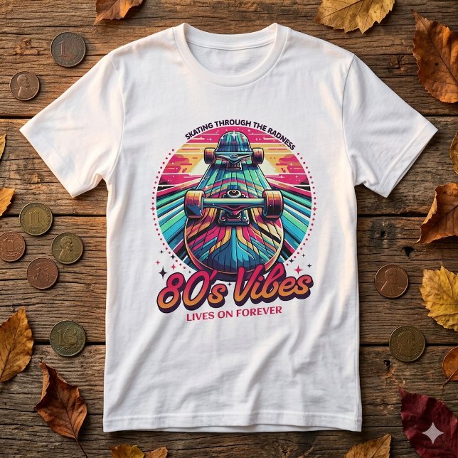 Retro Vintage 80s Skateboard Sunrise T-Shirt (Skapare uppladdad)