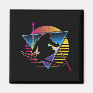Retro Vintage 80s Ski Magnet